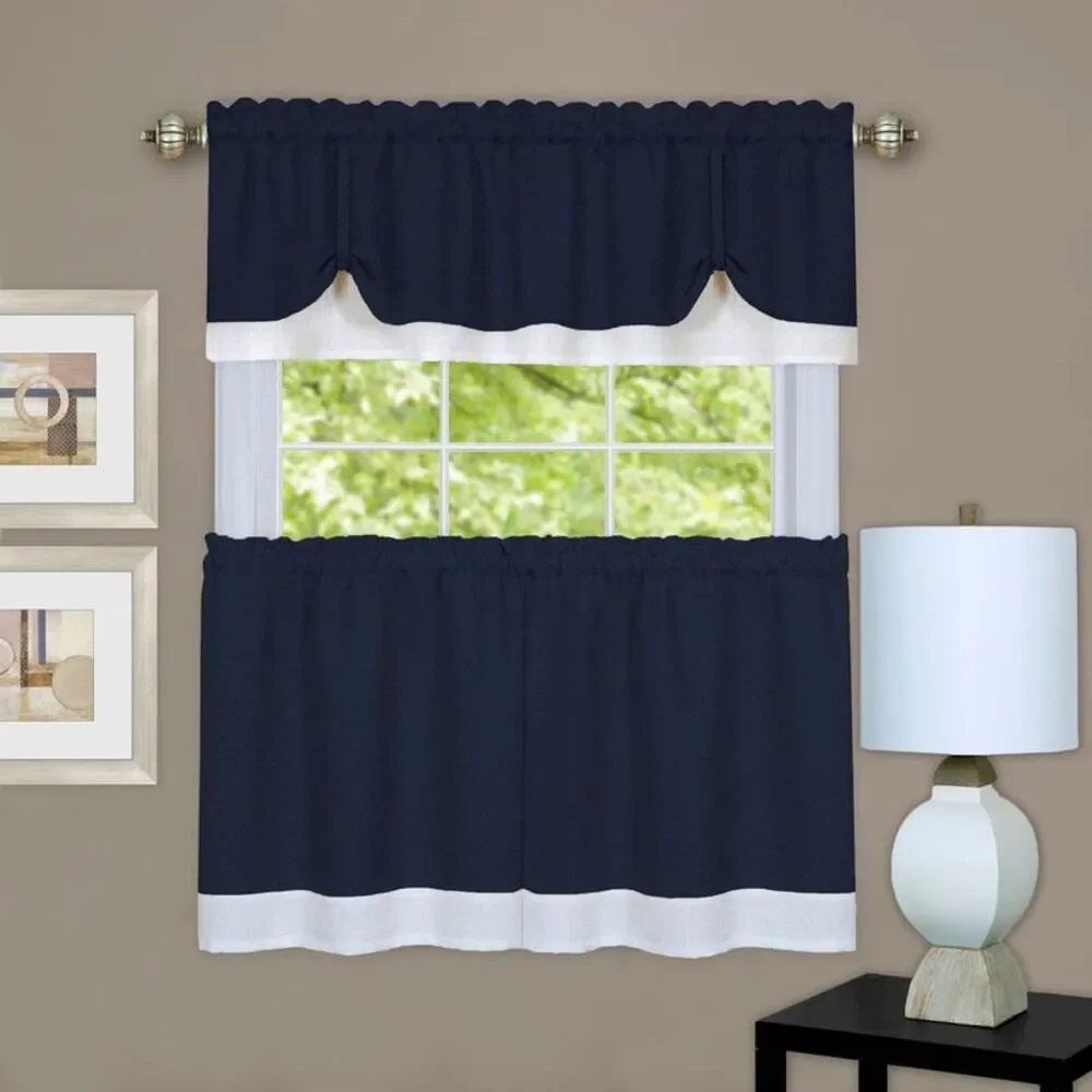 Achim Home Furnishing: Darcy Navy Solid Contemporary Window Curtain Panel : 52